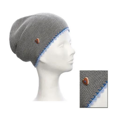 Damen Mütze Mittelgrau Umfassung in Royalblau und Hellblau